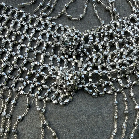 Silver Fringe Statement Belt/Shawl - NOTE SIZING - Picture 5 of 7